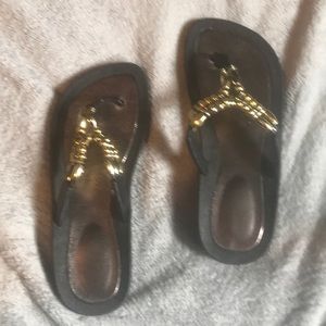 Black and Gold Sandals